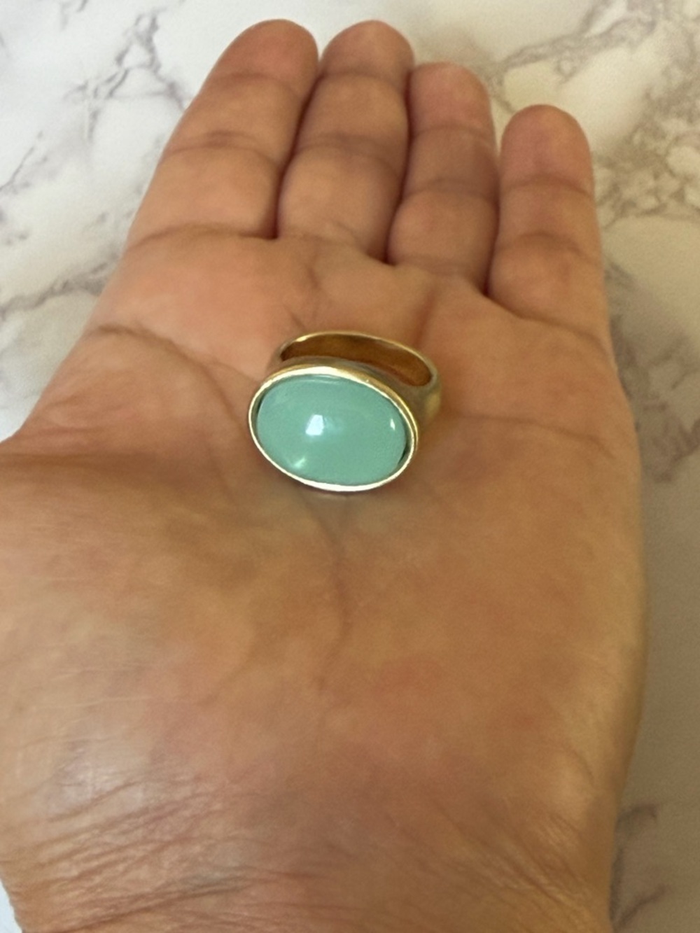 Karen Kane Seafoam Oval Stone Ring in Golden Tone - Picture 5 of 7